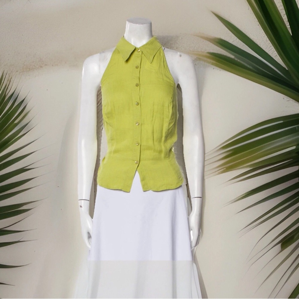 Max Mara Linen Sleeveless Summer Tie Back Top. Size 46/ L. $560